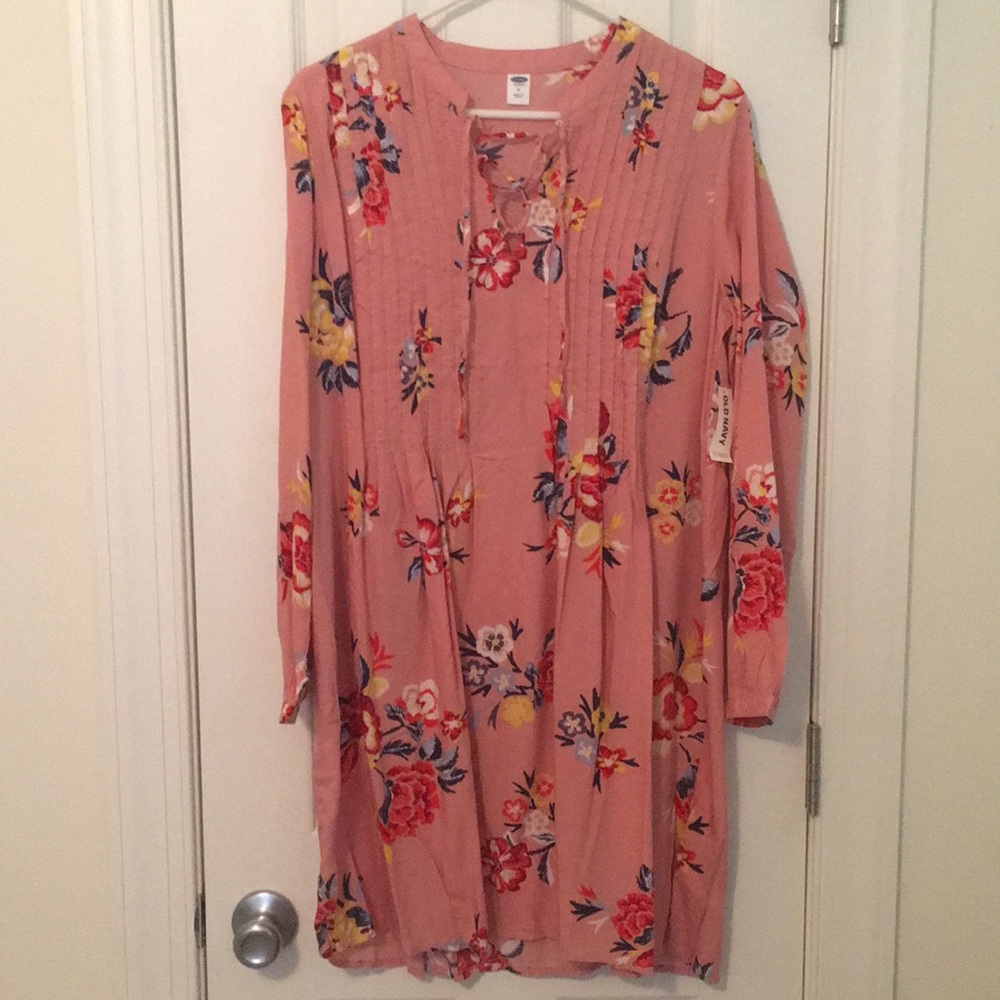 NWT Lace up pleated babydoll dress, boho